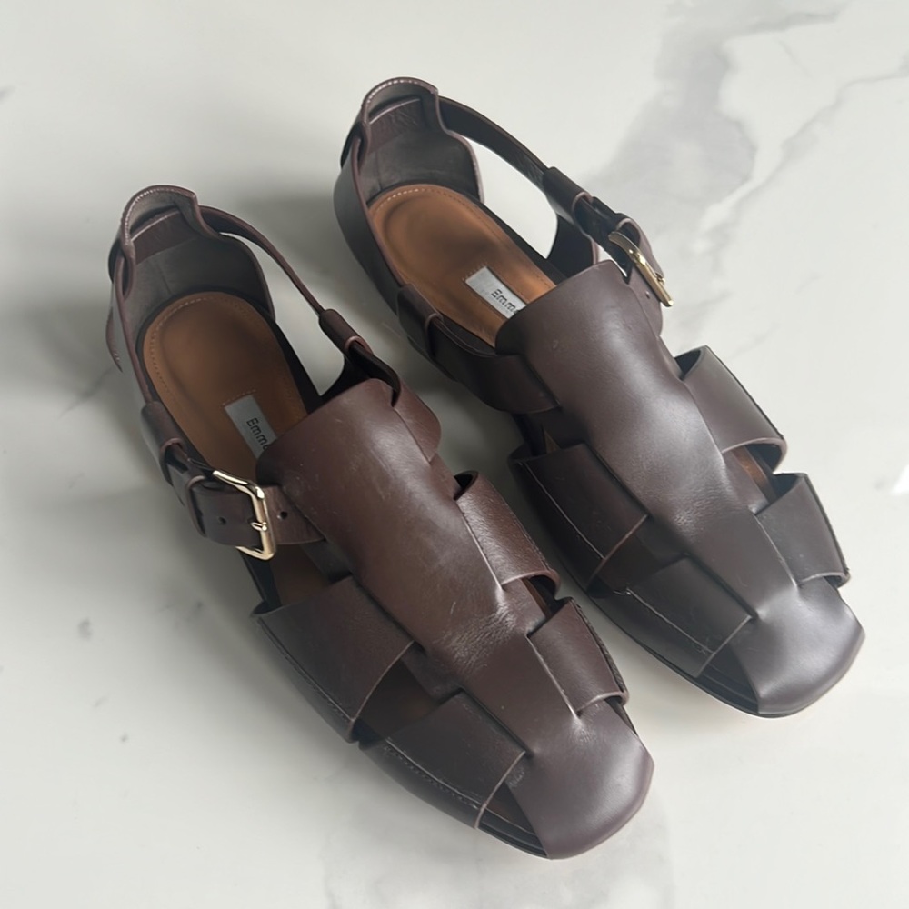 Emme Parsons Ernest Fisherman Sandal Espresso Sz 38 New Never Worn